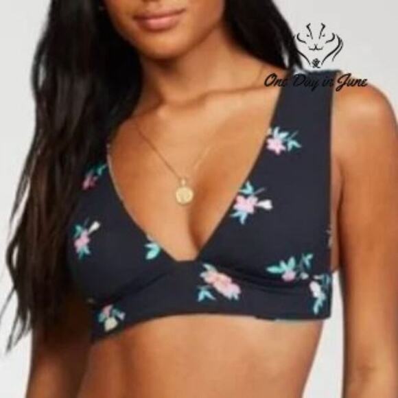 Billabong Tropic Time Reversible Plunge Bikini Top Size M - Picture 3 of 7